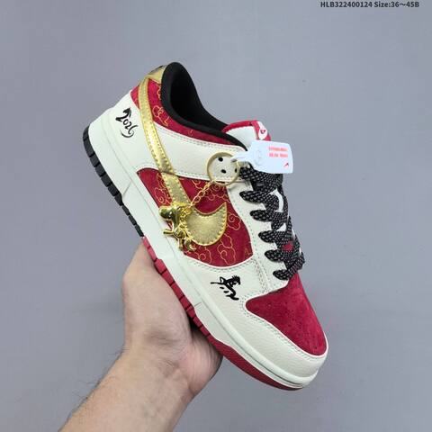 Nike SB Dunk Low Retro DIY White Red Gold Black EU 36-45 Skate Shoe - Unisex (BS-61785)