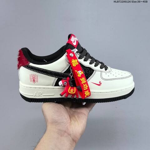 Nike Air Force 1 07 Low Light Beige White Black Red EU 36-45 Sneaker - Unisex (BS-61741)