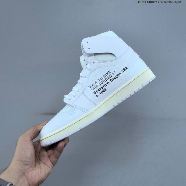 Nike Off-White x Air Jordan 1 Retro High OG white/cream with gray suede and orange/blue accents 36~48B casual