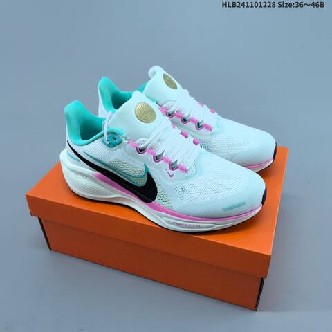 Nike Air Zoom Pegasus 41 White Black Gold Light Green EU 36-46 Running Shoe - Unisex (BS-62363)