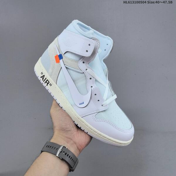 Jordan Air Jordan 1 High OG x Off-White white/light blue/cream with orange and blue accents 40~47.5 lifestyle