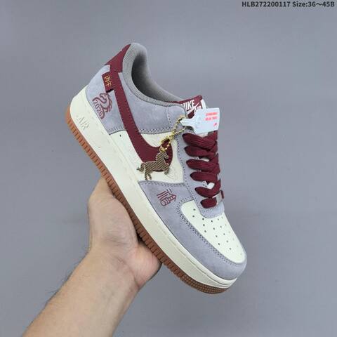 Nike Air Force 1 07 LV8 Off White Grey Burgundy Gum EU 36-45 Sneaker - Unisex (BS-61947)