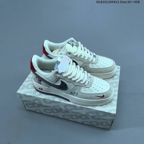 Nike Air Force 1 07 LV8 Light Grey Off White Red Black EU 36 45 Skate Shoe EU 36-45 - Unisex (BS-60803)