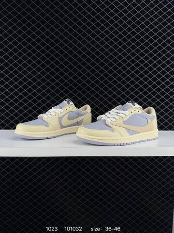 Jordan Air Jordan 1 Low Travis Scott DM7866-061 Pale Yellow Light Grey White EU 36-46 Sneaker - Unisex (BS-80451)