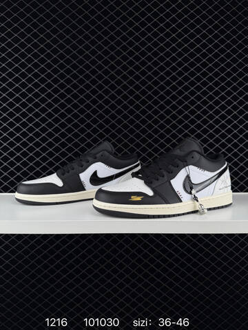 Jordan Air Jordan 1 Low 553558-067 Black White Sail Metallic Gold EU 36-46 Sneaker - Unisex (BS-80048)