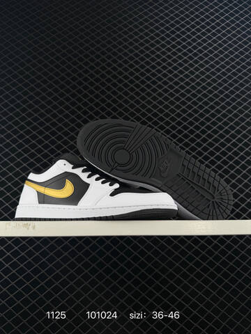 Jordan Air Jordan 1 Low White Black Gold EU 36-46 Sneaker - Unisex (BS-80191)