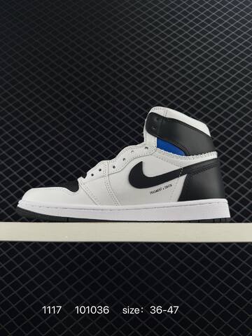 Jordan Air Jordan 1 Mid White Black Blue EU 36-47 Basketball Shoe - Unisex (BS-80253)