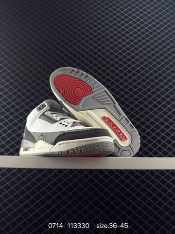 Jordan Air Jordan 3 Retro White Black Grey Beige Red EU 36-45 Basketball Shoe - Unisex (BS-81065)