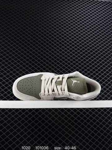 Jordan Air Jordan 1 Low OG HV4089-201 Light Grey Olive Green Sail EU 40-46 Sneaker - Men's (BS-80470)