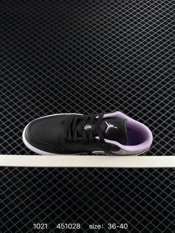 Jordan Air Jordan 1 Low Black White Light Purple Grey EU 36-40 Basketball Shoe - Unisex (BS-80464)