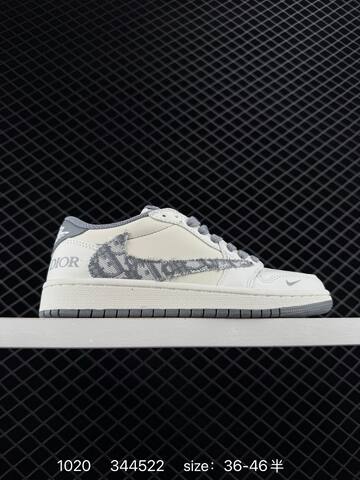 Jordan Air Jordan 1 Low Travis Scott DIY Custom Off White Grey EU 36-46 Sneaker - Unisex (BS-80474)