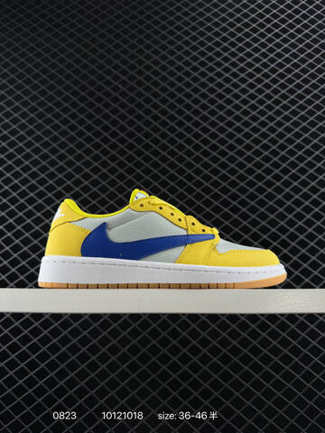 Jordan Air Jordan 1 Low OG SP Travis Scott Canary Yellow Light Grey Blue White Gum EU 36-46 Sneaker - Unisex (BS-80850)