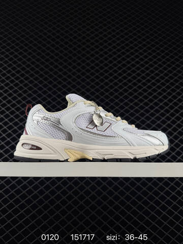 New Balance 530 White Silver Cream Burgundy EU 36-45 Running Shoe - Unisex (BS-82374)