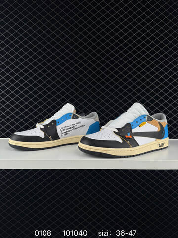 Jordan Air Jordan 1 Low Off White White Black Blue Cream Tan EU 36-47 Sneaker - Unisex (BS-79874)