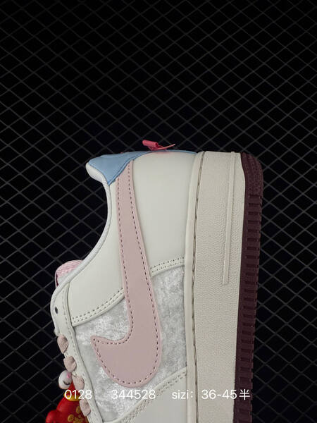 Nike Air Force 1 Low off-white pink light blue metallic silver with burgundy outsole 36-45 half lifestyle