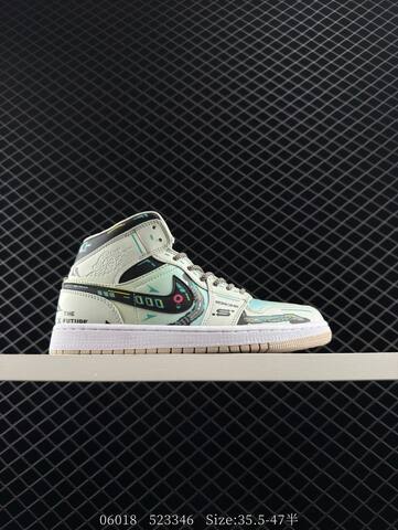 Jordan Air Jordan 1 Mid Light Mint Black Beige White Teal EU 35 5-47 Basketball Shoe - Unisex (BS-81179)