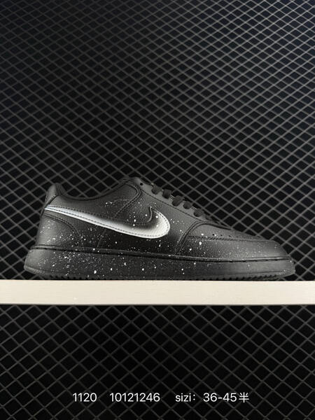 Nike Court Vision Low black with white speckle and white swoosh 36-45 casual lifestyle