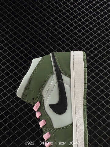 Jordan Air Jordan 1 Mid Olive Green Light Grey Black Pink White EU 36-47 Basketball Shoe - Unisex (BS-80658)