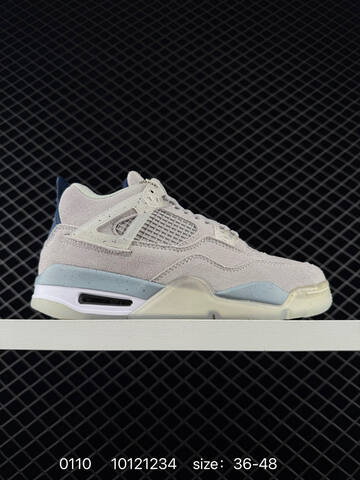 Jordan Air Jordan 4 Retro Light Grey Light Blue Navy White EU 36-48 Basketball Shoe - Unisex (BS-79850)