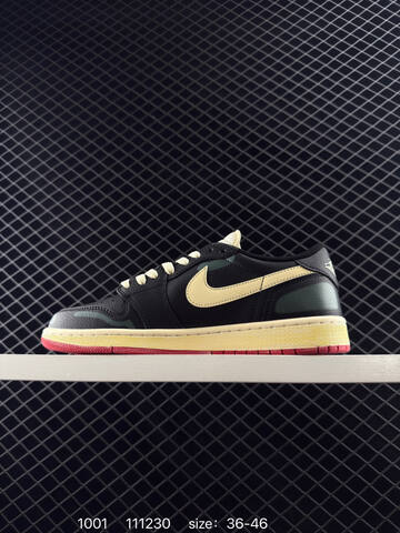 Jordan Air Jordan 1 Low Black Cream Dark Green Red EU 36-46 Sneaker - Unisex (BS-80589)