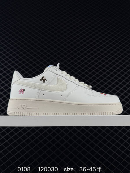 Nike Air Force 1 07 white cream with red and multicolor embroidery 36-45 casual lifestyle