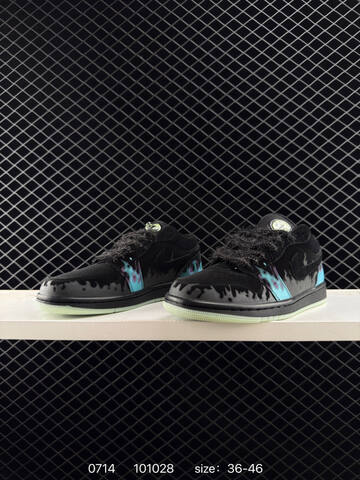 Jordan Air Jordan 1 Low Black Cyan Purple Glow Green EU 36-46 Sneaker - Unisex (BS-81068)