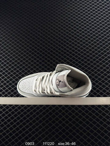 Jordan Air Jordan 1 Mid Light Grey White Black EU 36-46 Basketball Shoe - Unisex (BS-80773)