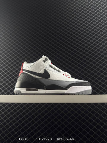 Jordan Air Jordan 3 Retro Hide And Sneak White Black Red Grey EU 36-46 Basketball Shoe - Unisex (BS-80794)