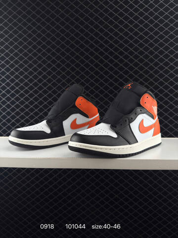 Jordan Air Jordan 1 Mid Black White Orange Sail 40-46 Basketball Shoe - Men's (BS-80682)