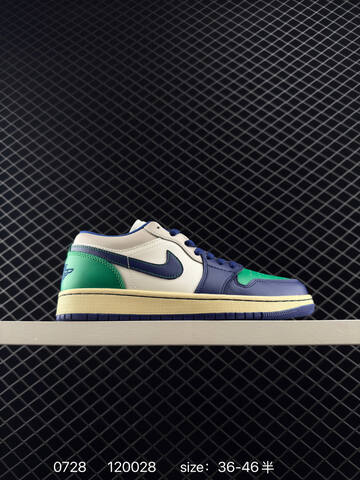 Jordan Air Jordan 1 Low 553558-147 Green Navy White Cream EU 36-46 Sneaker - Unisex (BS-81004)