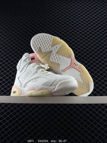 Jordan Air Jordan 6 Gold Hoops White Light Pink Pale Yellow Gold EU 36-47 Basketball Shoe - Unisex (BS-80930)