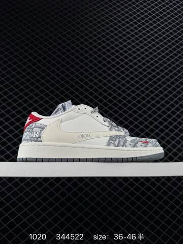 Jordan Air Jordan 1 Low Travis Scott DIY Custom Off White Grey EU 36-46 Sneaker - Unisex (BS-80474)