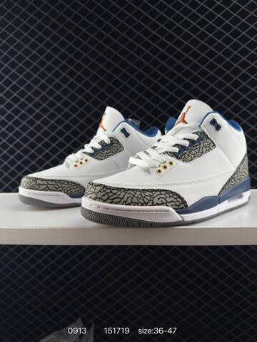 Jordan Air Jordan 3 Retro True Blue White Blue Grey Orange EU 36-47 Basketball Shoe - Unisex (BS-80722)