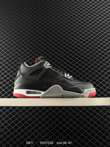 Jordan Air Jordan 4 Retro Bred Reimagined Black Grey Red White EU 36-47 Basketball Shoe - Unisex (BS-80731)