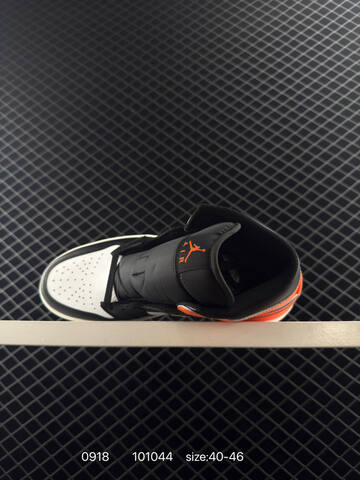 Jordan Air Jordan 1 Mid Black White Orange Sail 40-46 Basketball Shoe - Men's (BS-80682)
