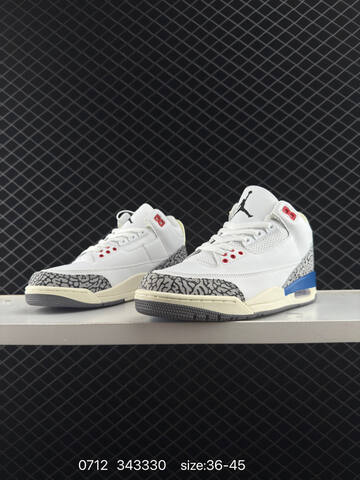 Jordan Air Jordan 3 Retro White Grey Blue Red Cream EU 36-45 Basketball Shoe - Unisex (BS-81074)