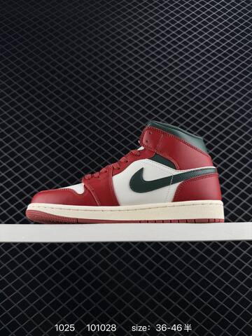 Jordan Air Jordan 1 Mid Red White Green Cream EU 36-46 Sneaker - Unisex (BS-80446)