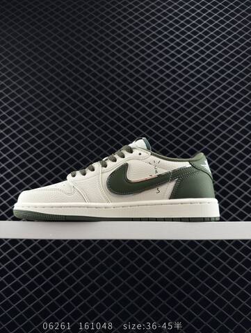 Jordan Air Jordan 1 Low Stussy Travis Scott Sail Dark Olive Green White EU 36-45 Sneaker - Unisex (BS-81145)