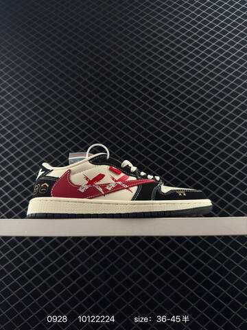 Jordan Air Jordan 1 Low Travis Scott Custom Beige Red White EU 36-45 Sneaker - Unisex (BS-80612)