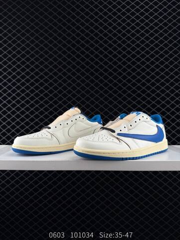 Jordan Air Jordan 1 Low OG Travis Scott Fragment Design White Blue Cream Brown Black EU 35-47 Sneaker - Unisex (BS-81266)