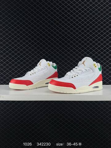 Jordan Air Jordan 3 Retro Hide And Sneak White Red Green Cream Gold EU 36-45 Basketball Shoe - Unisex (BS-80440)