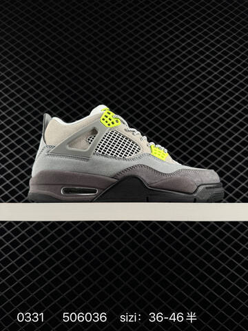Jordan Air Jordan 4 Retro CT5342-007 Grey Dark Grey Neon Yellow Black EU 36-46 Basketball Shoe - Unisex (BS-79573)
