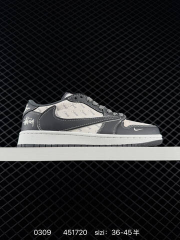 Jordan Air Jordan 1 Low OG SP Stussy Travis Scott Light Grey Dark Grey White EU 36-45 Sneaker - Unisex (BS-79685)