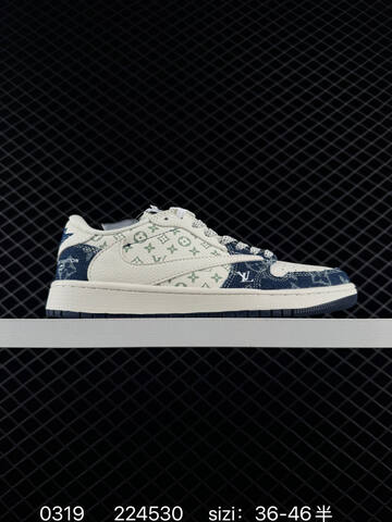 Jordan Air Jordan 1 Low Travis Scott Reverse Mocha Custom Sail Navy Blue Light Green EU 36-46 Sneaker - Unisex (BS-79645)