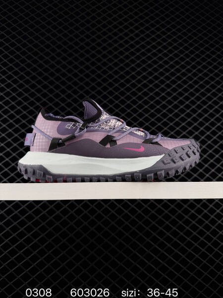 Nike ACG Mountain Fly Low GTX SE beige gray with tan outsole and red swoosh 36-45 trail lifestyle