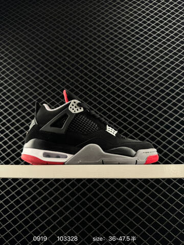 Jordan Air Jordan 4 Retro Black White Grey Red EU 36-47 5 Basketball Shoe - Unisex (BS-80670)