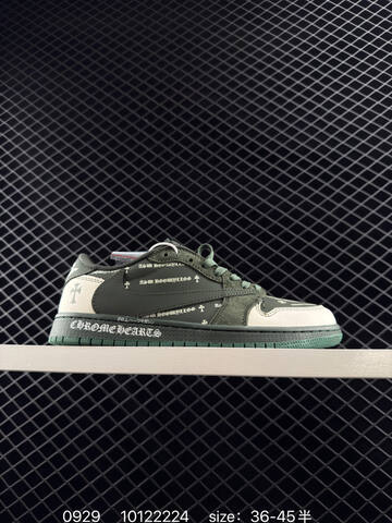 Jordan Air Jordan 1 Low Travis Scott Fragment Custom Dark Green Off White EU 36-45 Sneaker - Unisex (BS-80603)