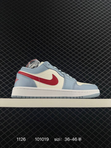 Jordan Air Jordan 1 Low Light Blue Sail Red White EU 36-46 Sneaker - Unisex (BS-80185)
