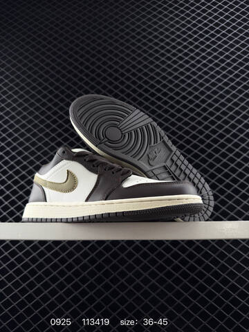 Jordan Air Jordan 1 Low 553558 113 White Light Grey Navy Gum Brown EU 40-45 Sneaker - Men's (BS-80639)