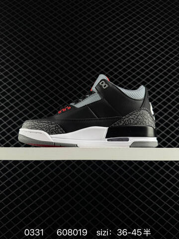 Jordan Air Jordan 3 Retro Black Grey White Red EU 36-45 Basketball Shoe - Unisex (BS-79575)